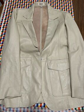 Jakett Cream Leather Blazer Jacket